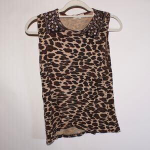 Y2K Votrenom Cheetah Print Tanktop With Gems And Embroidery Size M